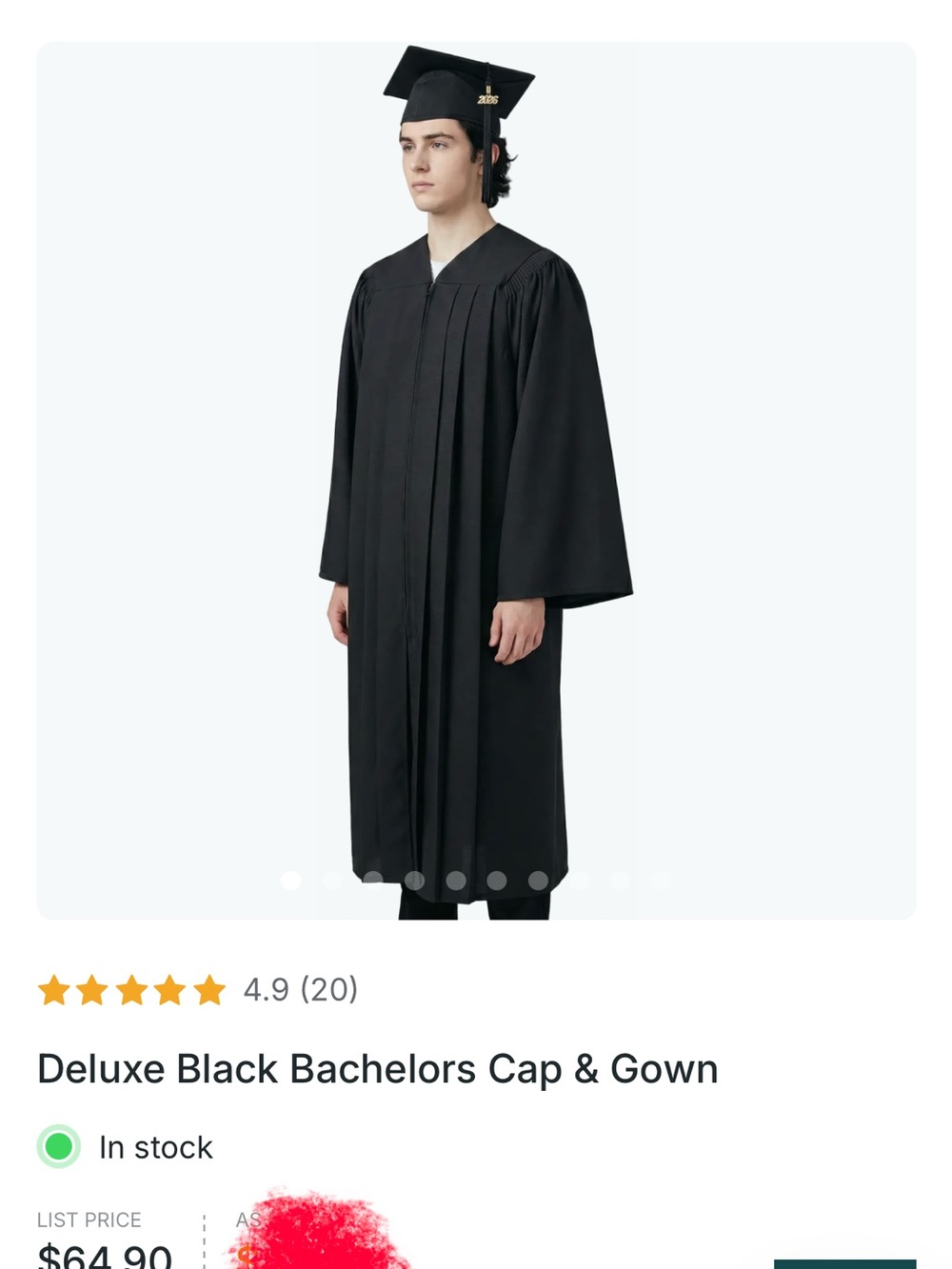 Deluxe Black Graduation Gown & Cap - Unbranded